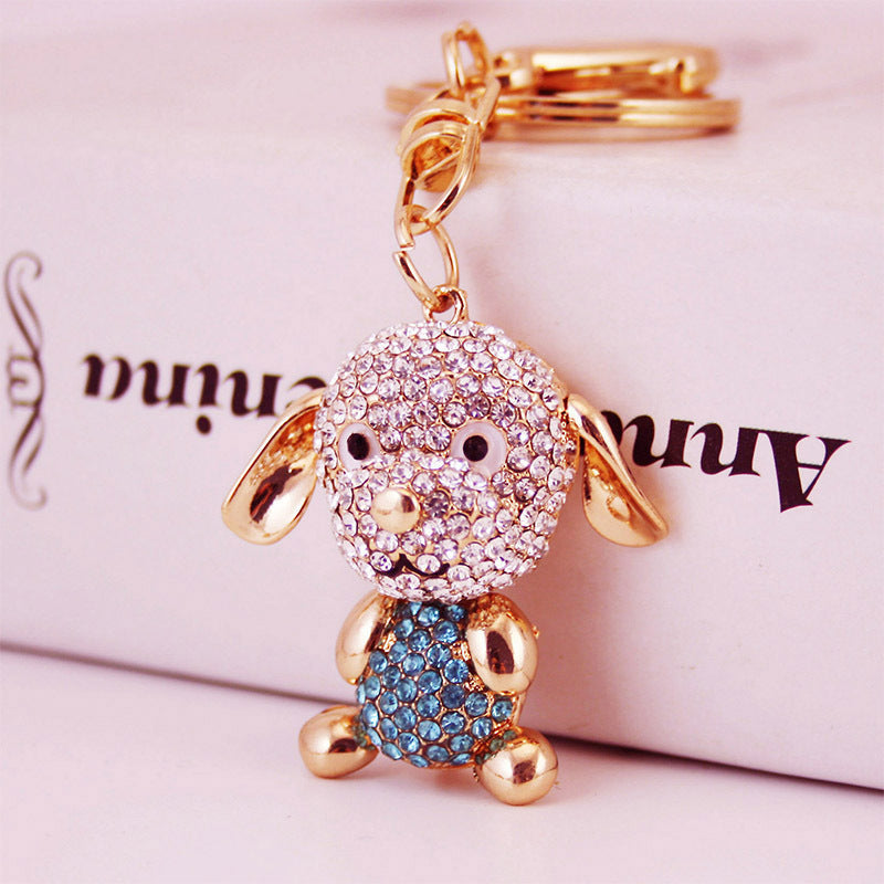 Glistening Rhinestone Floppy-Ear Dog Keychain - Durable Metal Car Charm & Bag Clip for Dog Lovers, Cute Pet Mom Gifts & Birthday Surprises