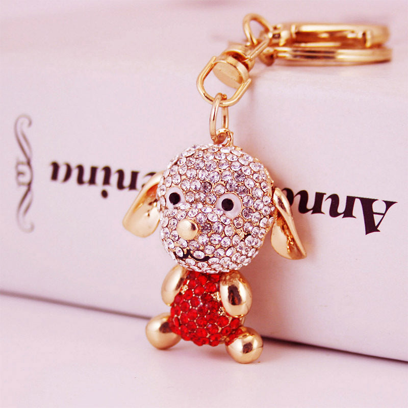 Glistening Rhinestone Floppy-Ear Dog Keychain - Durable Metal Car Charm & Bag Clip for Dog Lovers, Cute Pet Mom Gifts & Birthday Surprises