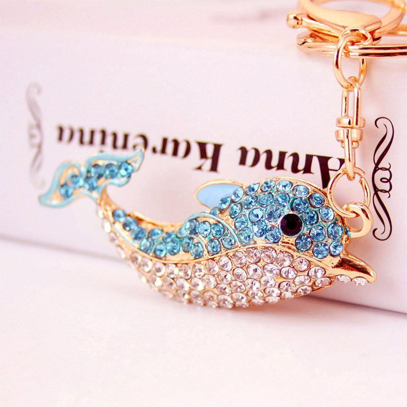 Shimmering Dolphin Duo Keychain Set - Crystal Rhinestone Marine Animal Bag Charms & Car Jewelry for Women, Coastal Birthday Gifts & Marine Life Lover Accessories