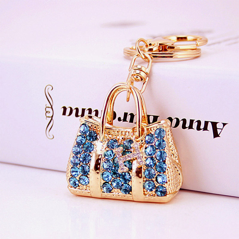 Glistening Rhinestone Car Keychain & Bag Charm Set - Handcrafted Metal Accessories for Women, Trendy Gifts