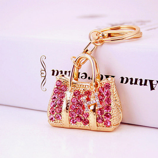 Glistening Rhinestone Car Keychain & Bag Charm Set - Handcrafted Metal Accessories for Women, Trendy Gifts