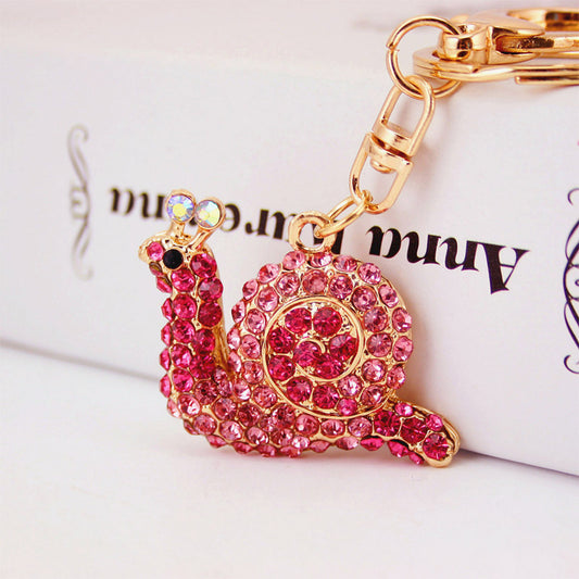 Glistening Rhinestone Snail Car Charm - Handcrafted Metal Keychain & Bag Jewelry Set, Mindful Living Gifts & Garden Therapy Accessories