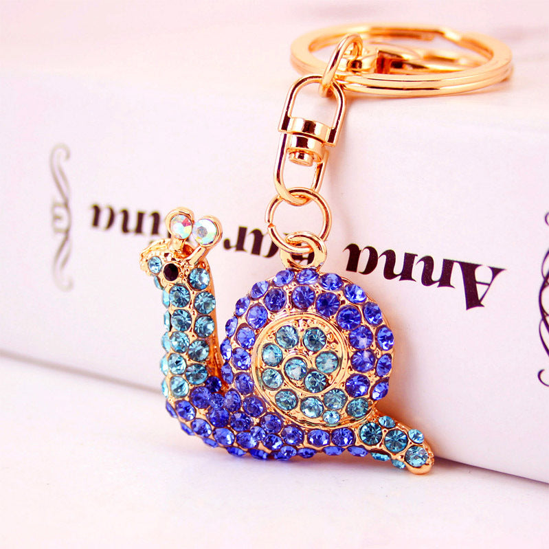 Glistening Rhinestone Snail Car Charm - Handcrafted Metal Keychain & Bag Jewelry Set, Mindful Living Gifts & Garden Therapy Accessories