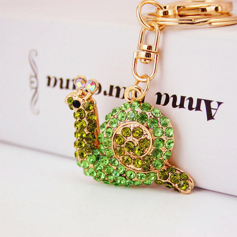 Glistening Rhinestone Snail Car Charm - Handcrafted Metal Keychain & Bag Jewelry Set, Mindful Living Gifts & Garden Therapy Accessories