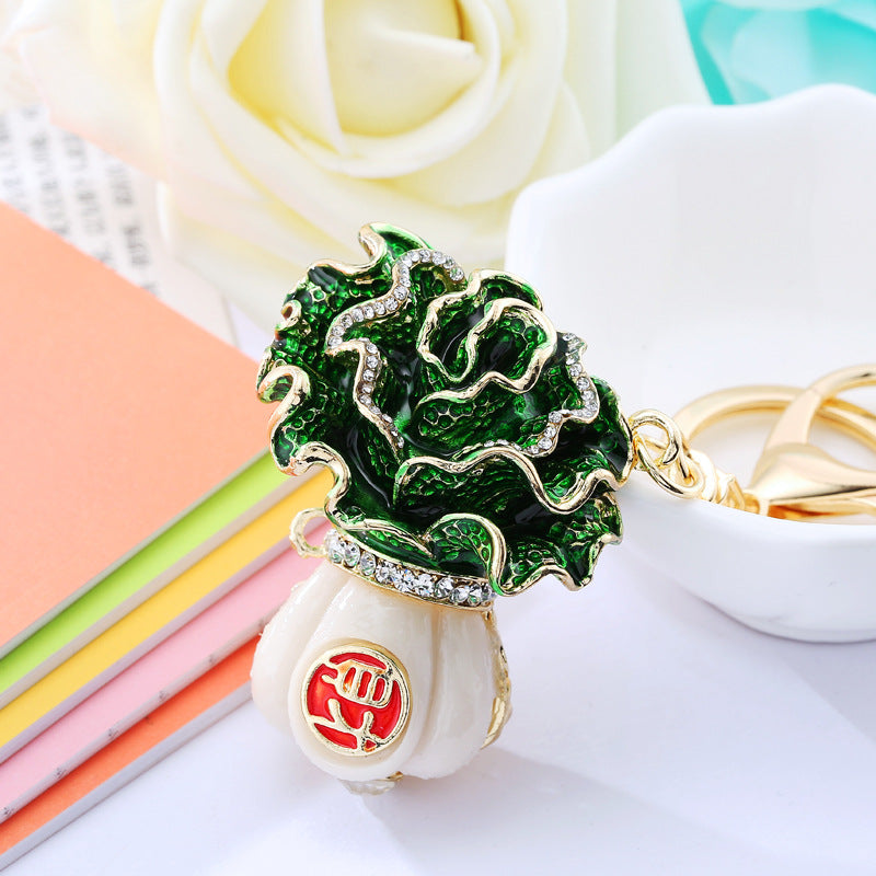 Cute Pineapple Keychain - Sparkling Rhinestones Car & Bag Charm, Durable Metal Key Ring Accessory