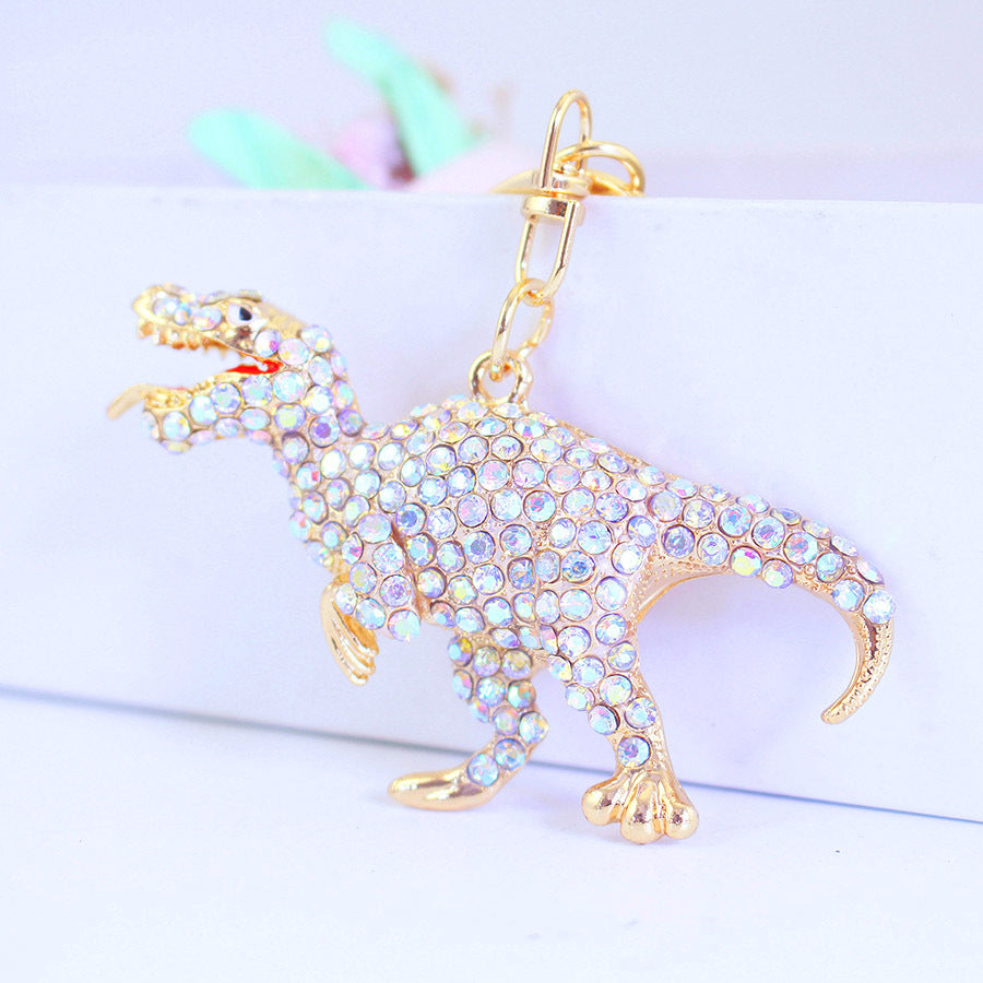 Sparkling Dinosaur Keychain for Her - Crystal & Rhinestone Keyring, Boho Purse Accessory