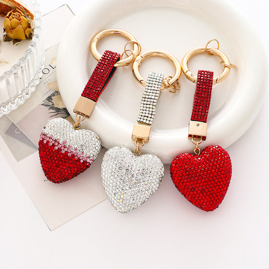 Luxury Heart Keychain Pendant with Rhinestones  Versatile Crystal Key Ring for Purse/Car Keys; Romantic Jewelry Gift for Women