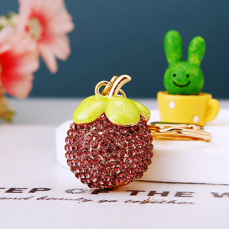 Cute Pineapple Keychain - Sparkling Rhinestones Car & Bag Charm, Durable Metal Key Ring Accessory