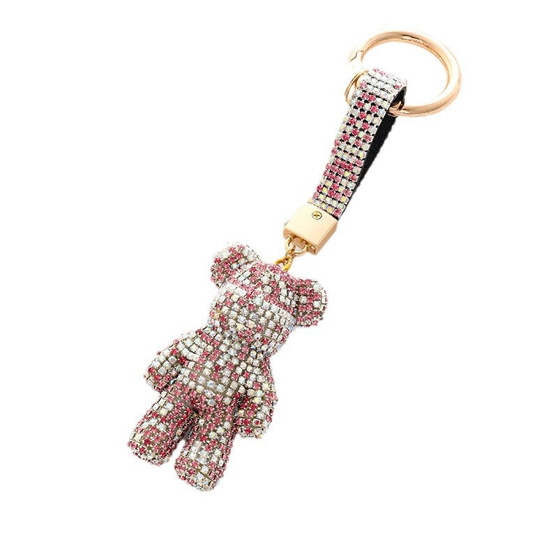 New Diamond Set Creative Violent Bear Diamond Rope Keychain Cute Creative Exquisite Bear Car Keychain Pendant