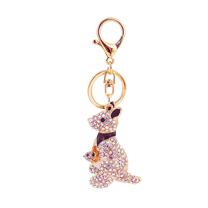 Glistening Rhinestone Kangaroo Keychain Duo - Mother & Baby Animal Bag Charms for Women, Heartwarming Mother's Day Gifts & Best Friend Keepsakes