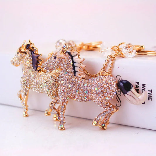 Glistening Rhinestone Stallion Car Charm - Rugged Metal Keychain & Bag Clip for Men, Cowboy-Core Birthday Gifts & Durable Everyday Carry Accessories