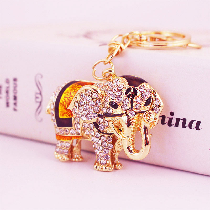 Elegant Elephant Keychain - Tropical Safari Rhinestone Charm, Durable Metal Bag & Car Keyring Accessory