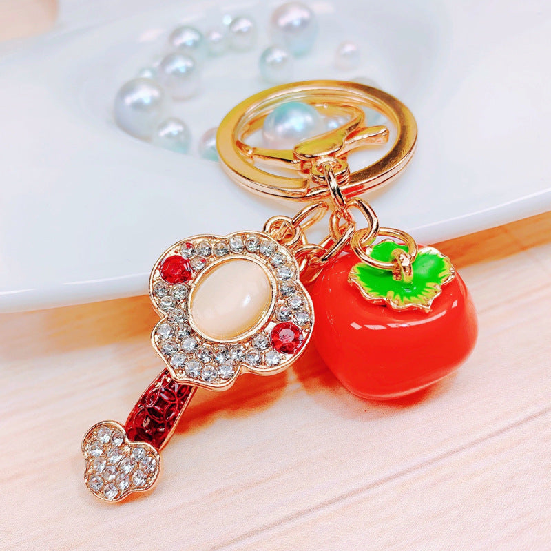 Cute Pineapple Keychain - Sparkling Rhinestones Car & Bag Charm, Durable Metal Key Ring Accessory