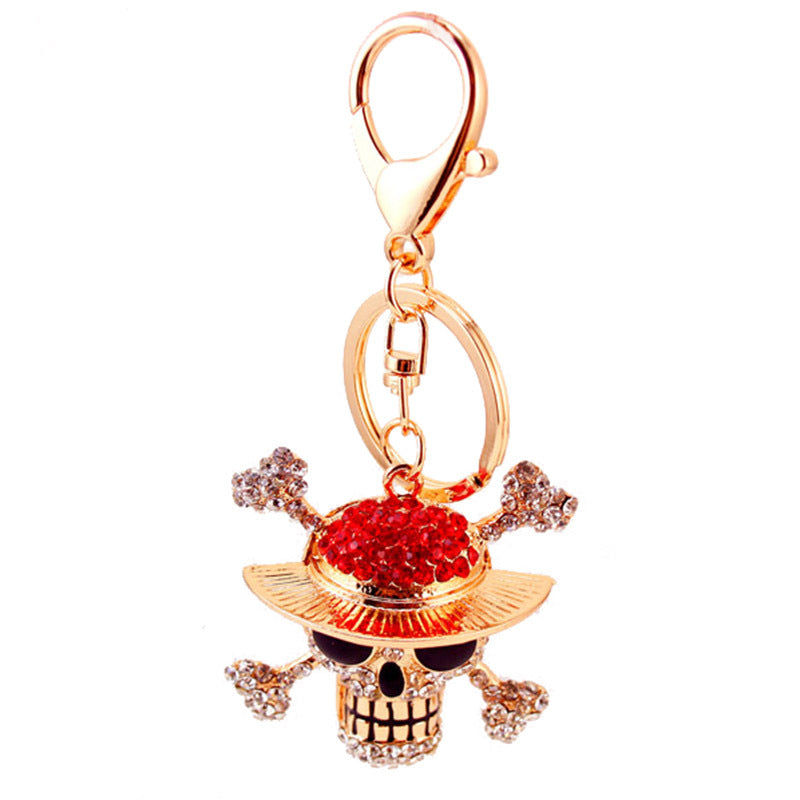 Adorable Crystal Rhinestone Skull Car Keychain for Women - Gothic Purse Charm with Detachable Chain