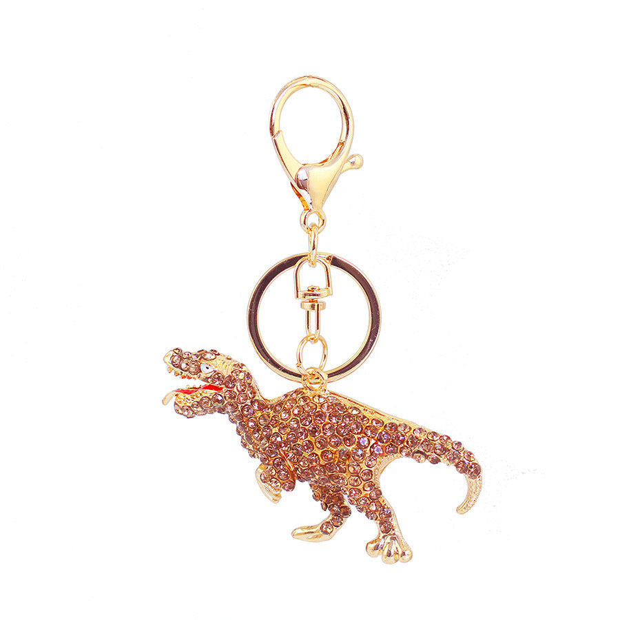 Sparkling Dinosaur Keychain for Her - Crystal & Rhinestone Keyring, Boho Purse Accessory