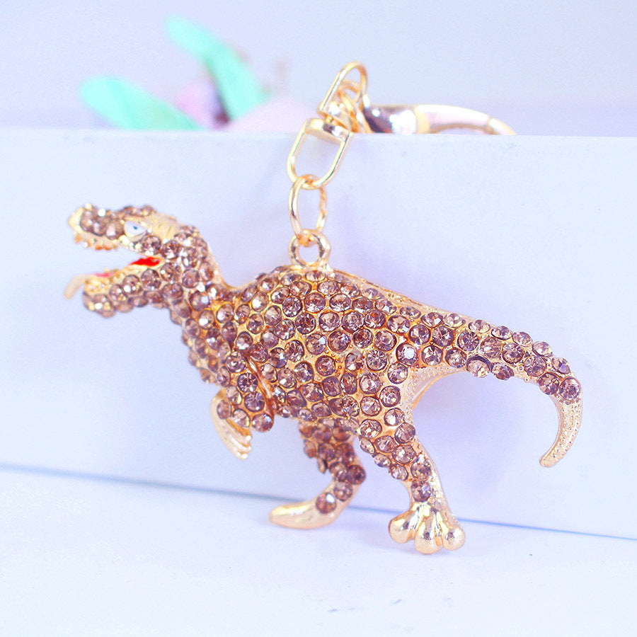 Sparkling Dinosaur Keychain for Her - Crystal & Rhinestone Keyring, Boho Purse Accessory