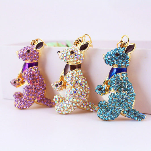 Glistening Rhinestone Kangaroo Keychain Duo - Mother & Baby Animal Bag Charms for Women, Heartwarming Mother's Day Gifts & Best Friend Keepsakes