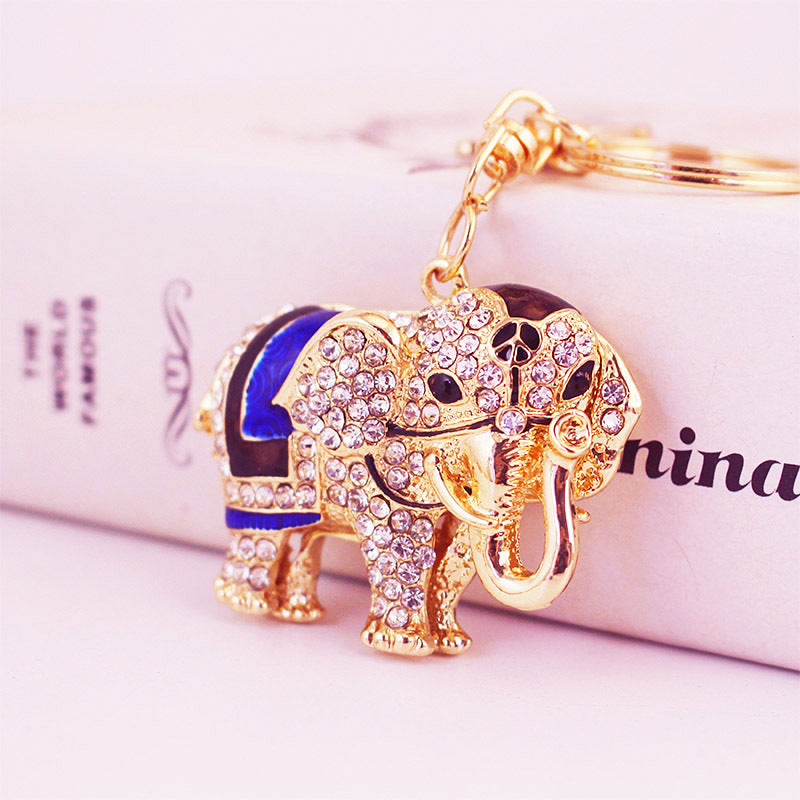 Elegant Elephant Keychain - Tropical Safari Rhinestone Charm, Durable Metal Bag & Car Keyring Accessory