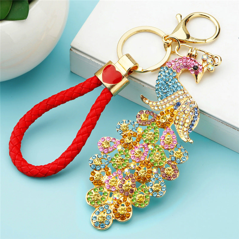 Sparkling Peacock Keychain for Women | Rhinestone Car/Bag Pendant, Korean Cute Style Creative Gift