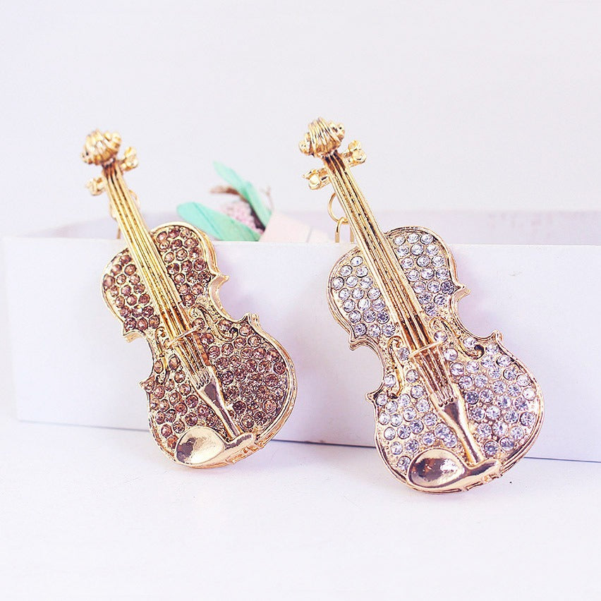 Charming Violin & Guitar Keychain Set - Polished Alloy Music Note Bag Charms for Women, Romantic Keepsake Gifts for Girlfriend & Musician Lovers