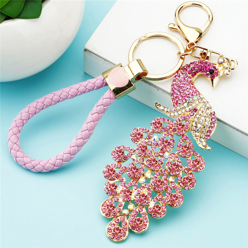 Sparkling Peacock Keychain for Women | Rhinestone Car/Bag Pendant, Korean Cute Style Creative Gift