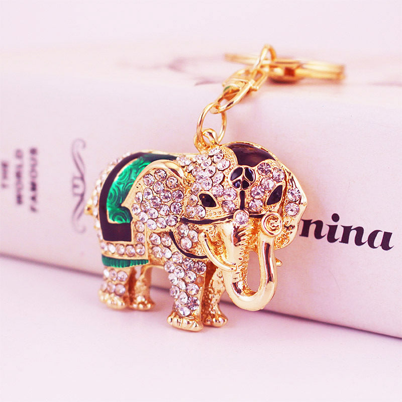 Elegant Elephant Keychain - Tropical Safari Rhinestone Charm, Durable Metal Bag & Car Keyring Accessory