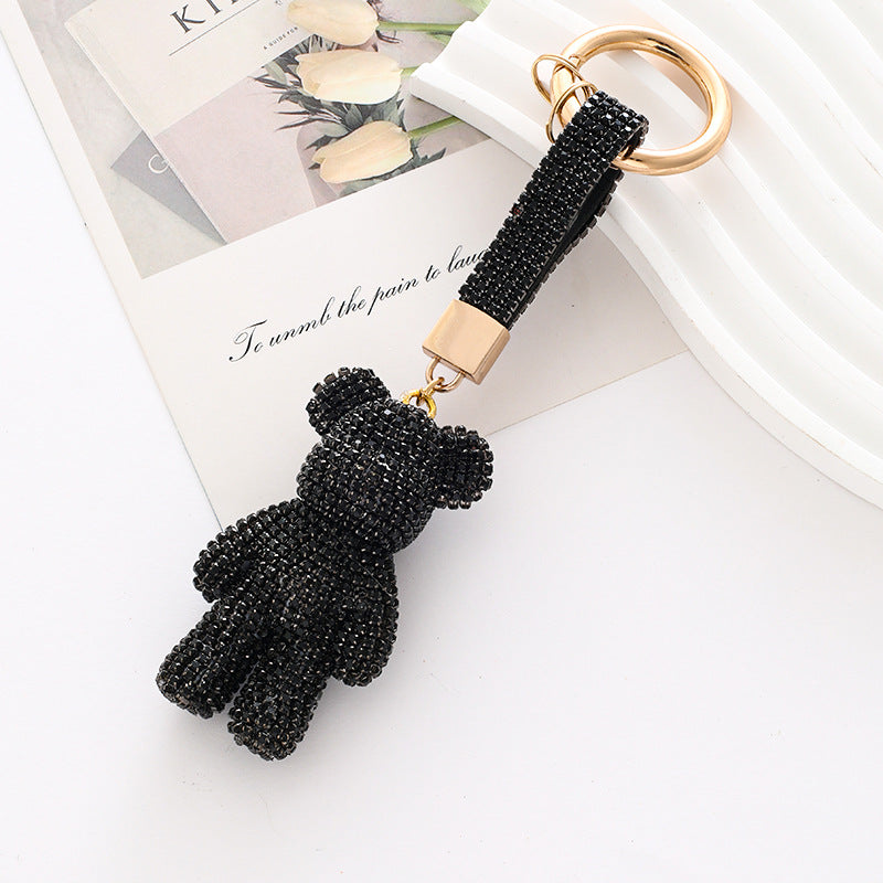 New Diamond Set Creative Violent Bear Diamond Rope Keychain Cute Creative Exquisite Bear Car Keychain Pendant