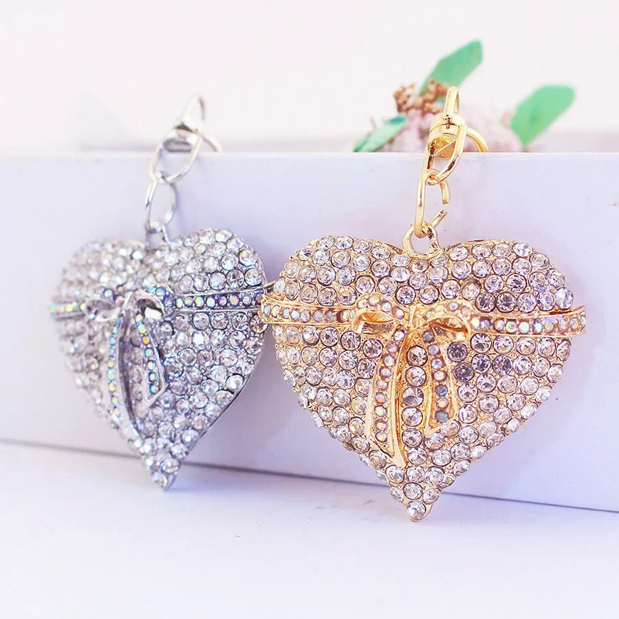 Cute Animal Keychain - Sparkling Bow & Heart Car Keyring, Dainty Bag Accessory, Perfect Birthday Gift for Girl Best Friend