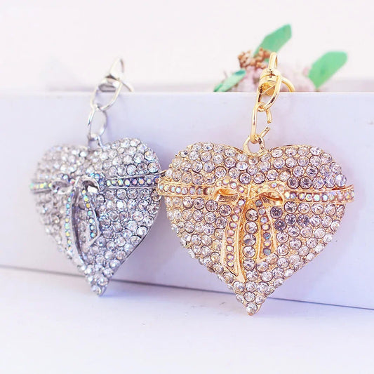 Cute Animal Keychain - Sparkling Bow & Heart Car Keyring, Dainty Bag Accessory, Perfect Birthday Gift for Girl Best Friend