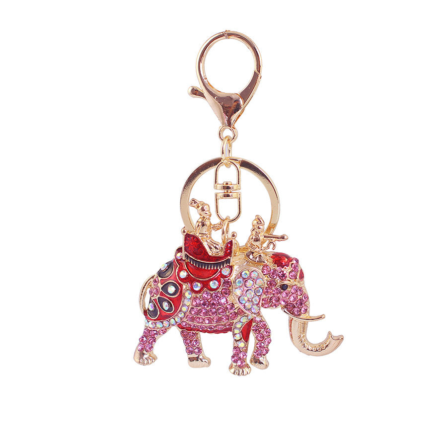 Glistening Crystal Elephant Car Charm - Ethical Rhinestone Wildlife Keychain & Bag Clip for Women, Eco-Conscious Birthday Gifts & Travel-Ready Accessories