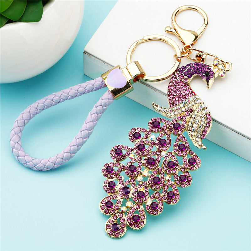 Sparkling Peacock Keychain for Women | Rhinestone Car/Bag Pendant, Korean Cute Style Creative Gift