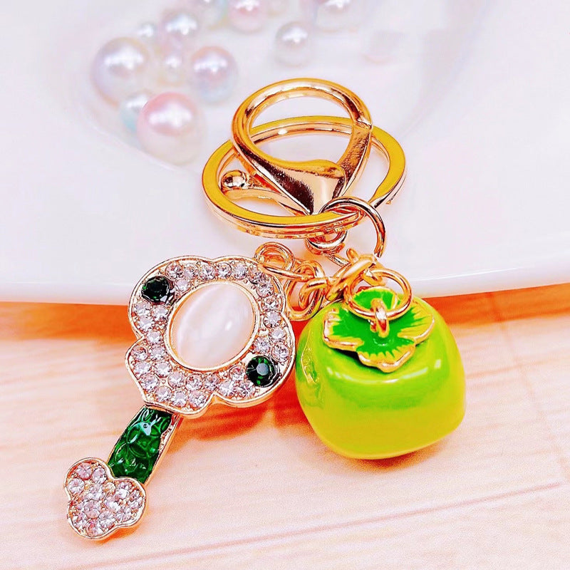 Cute Pineapple Keychain - Sparkling Rhinestones Car & Bag Charm, Durable Metal Key Ring Accessory