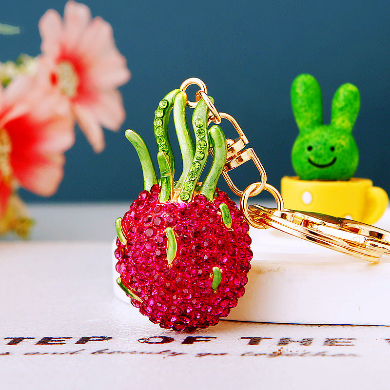 Cute Pineapple Keychain - Sparkling Rhinestones Car & Bag Charm, Durable Metal Key Ring Accessory