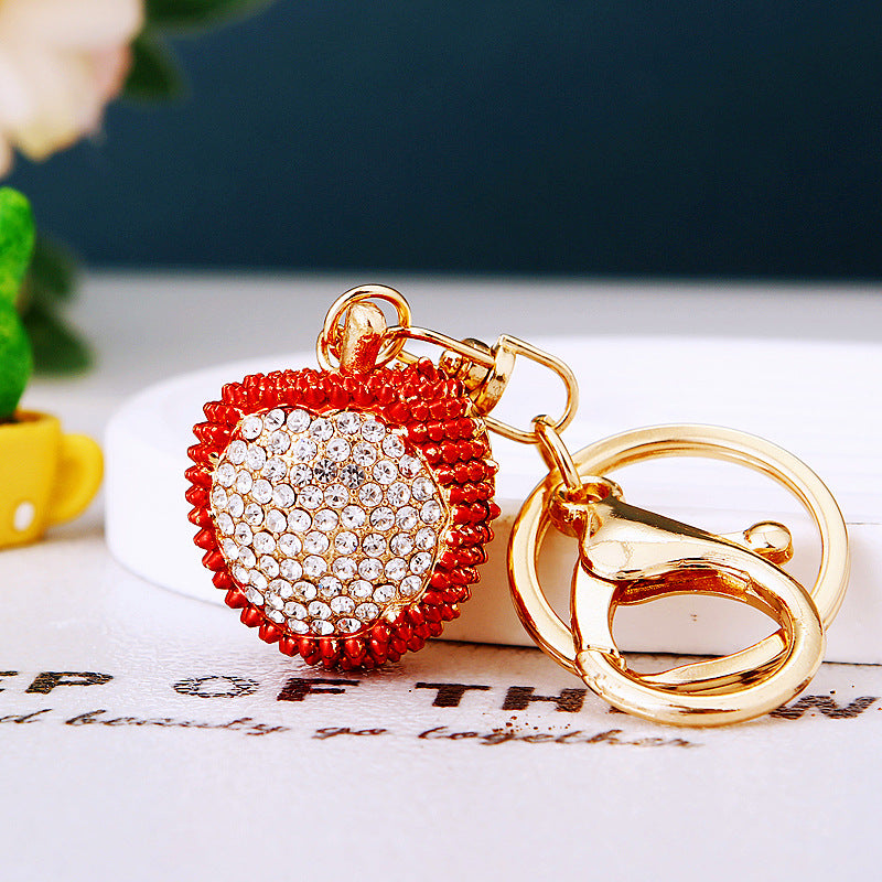 Cute Pineapple Keychain - Sparkling Rhinestones Car & Bag Charm, Durable Metal Key Ring Accessory