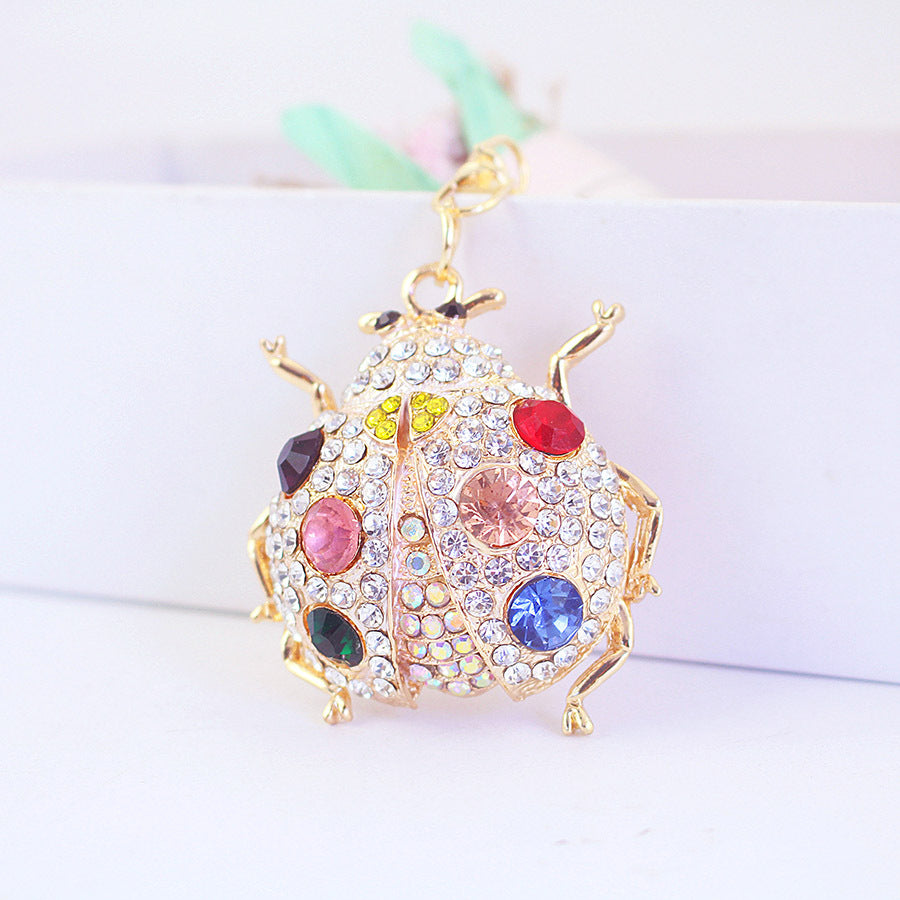 Adorable Ladybug Keychain - Sparkling Rhinestone Insect Charm, Durable Metal Car Keyring & Bag Accessory, Lucky Jewelry Gift