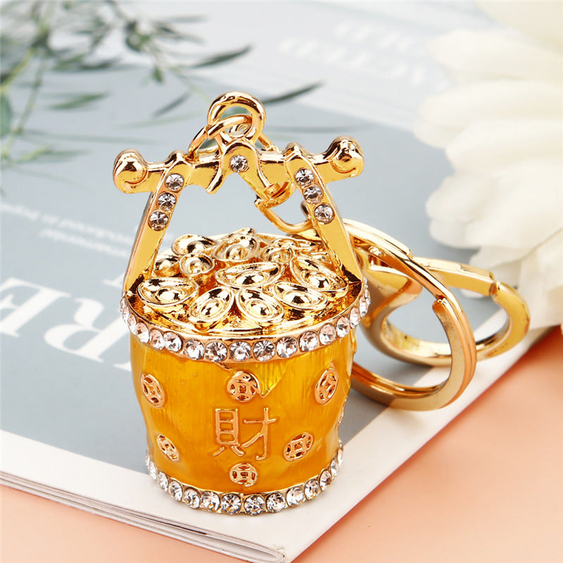 Cute Pineapple Keychain - Sparkling Rhinestones Car & Bag Charm, Durable Metal Key Ring Accessory