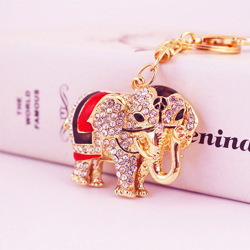 Elegant Elephant Keychain - Tropical Safari Rhinestone Charm, Durable Metal Bag & Car Keyring Accessory