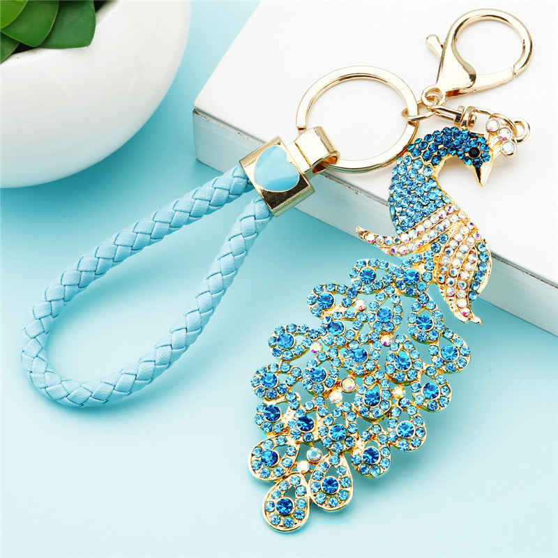 Sparkling Peacock Keychain for Women | Rhinestone Car/Bag Pendant, Korean Cute Style Creative Gift