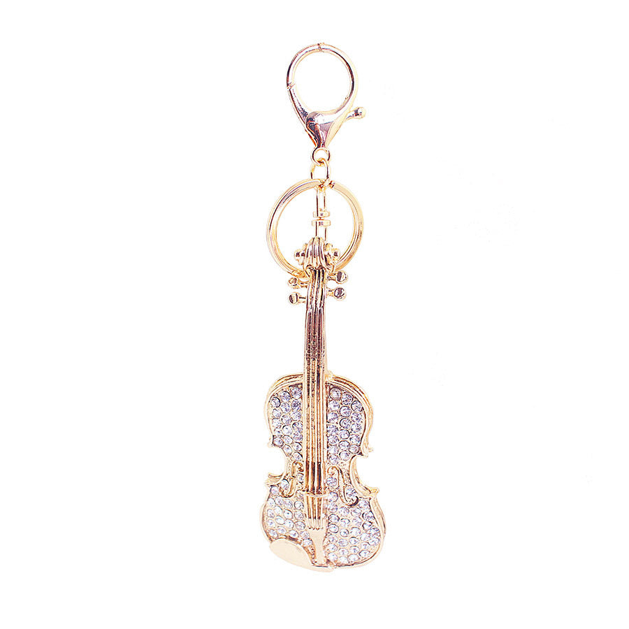 Charming Violin & Guitar Keychain Set - Polished Alloy Music Note Bag Charms for Women, Romantic Keepsake Gifts for Girlfriend & Musician Lovers