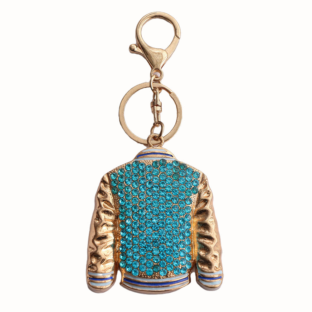 Trendy Diamond-Studded Jersey Keychain - Sporty Metal Keyring for Women, Creative Fashion Accessories & Perfect Gift for Her