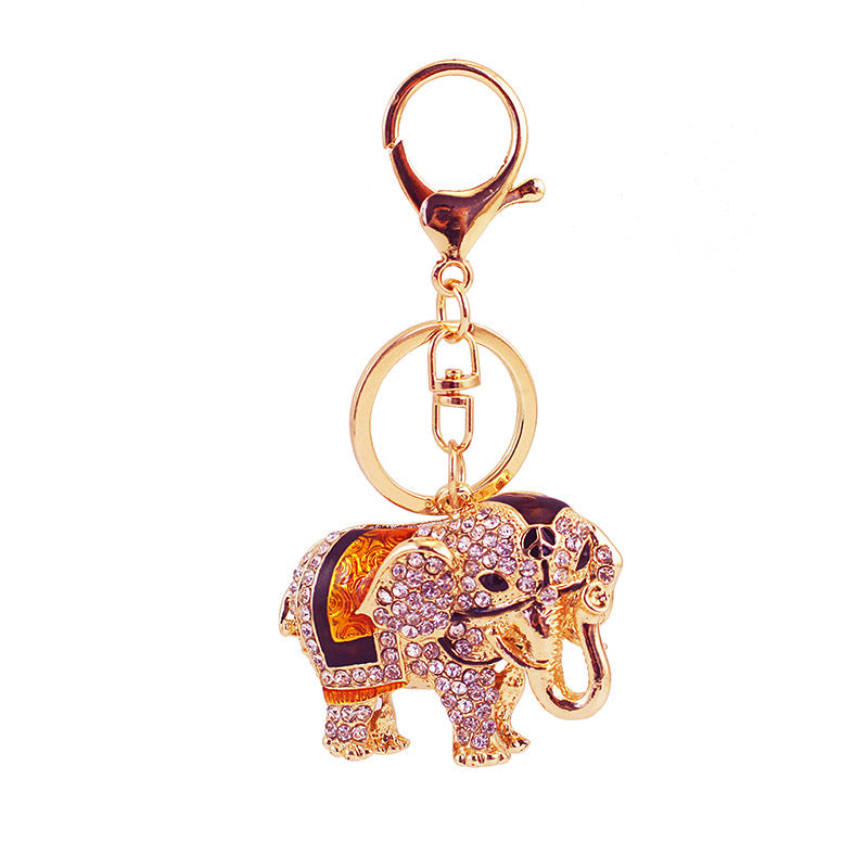 Elegant Elephant Keychain - Tropical Safari Rhinestone Charm, Durable Metal Bag & Car Keyring Accessory