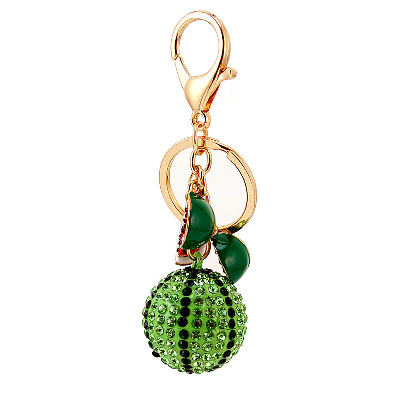 Juicy Watermelon Keychain Jewelry - Bling Rhinestone Car Charm, Summer Party Purse Accessory