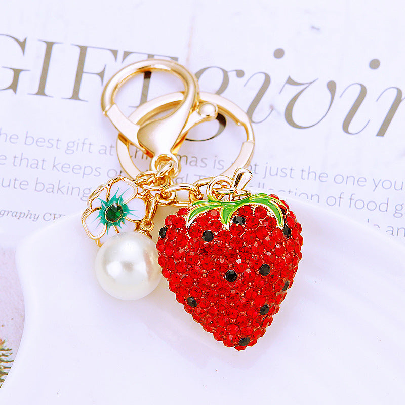 Cute Pineapple Keychain - Sparkling Rhinestones Car & Bag Charm, Durable Metal Key Ring Accessory