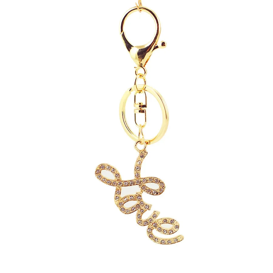 Dazzling LOVE Rhinestone Car Charm Keychain - Couple's Duo Metal Bag Charms,  Anniversary Gifts & Everyday Luxury Accessories