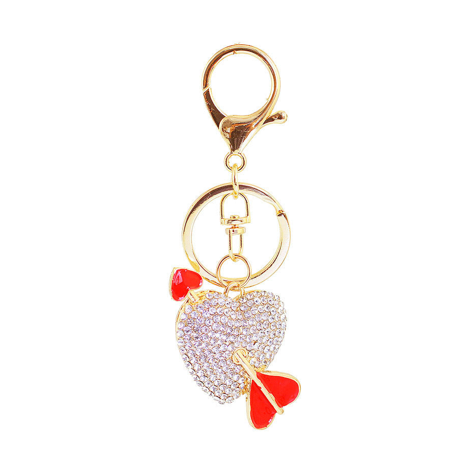 Glistening Cupid's Arrow Car Charm - Crystal Rhinestone Keychain & Bag Jewelry for Women, Valentine's Day Gifts & Bridal Keepsakes