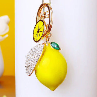 Cute Pineapple Keychain - Sparkling Rhinestones Car & Bag Charm, Durable Metal Key Ring Accessory