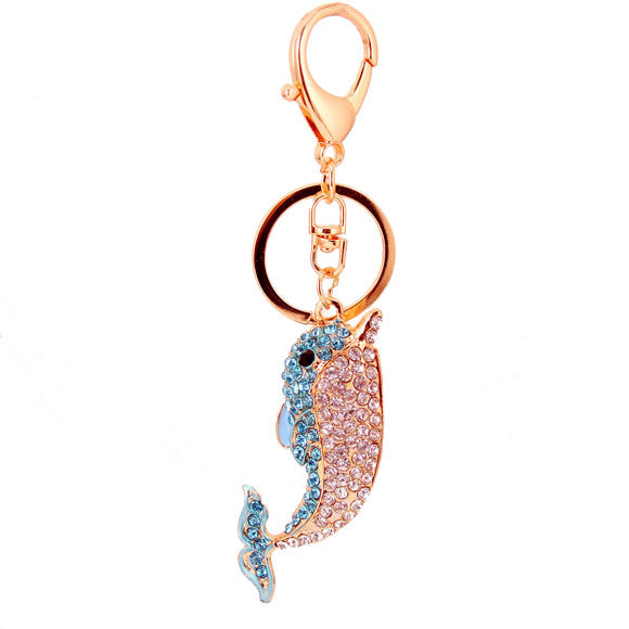 Shimmering Dolphin Duo Keychain Set - Crystal Rhinestone Marine Animal Bag Charms & Car Jewelry for Women, Coastal Birthday Gifts & Marine Life Lover Accessories