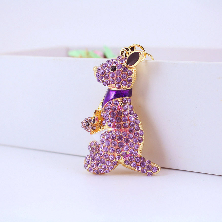 Glistening Rhinestone Kangaroo Keychain Duo - Mother & Baby Animal Bag Charms for Women, Heartwarming Mother's Day Gifts & Best Friend Keepsakes