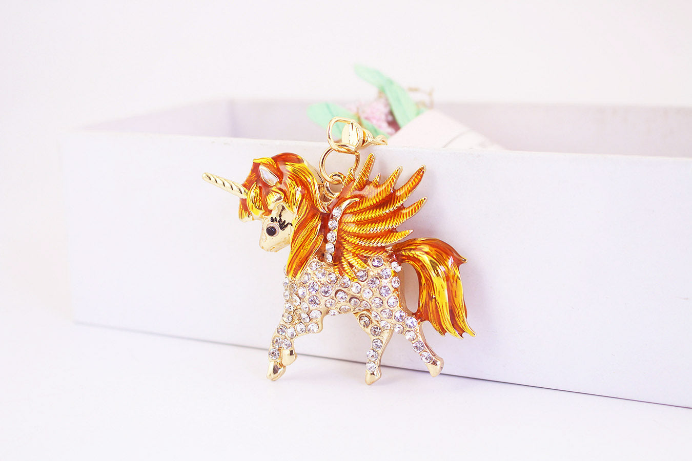 Hand-Dipped Enamel Unicorn Car Charm - Whimsical Drip Paint Keychain & Bag Clip for Women, Magical Birthday Gifts