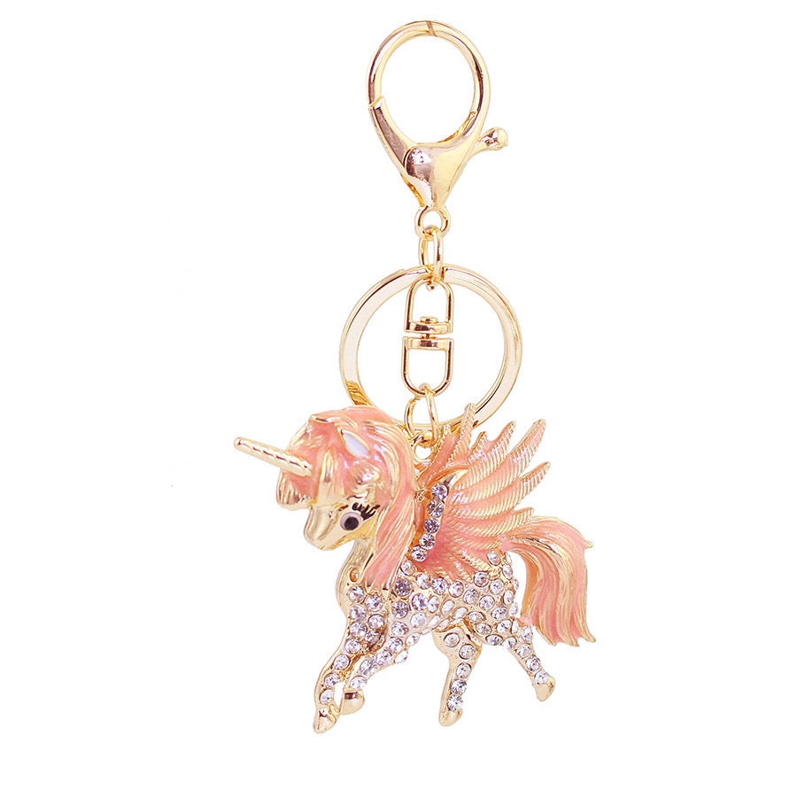 Hand-Dipped Enamel Unicorn Car Charm - Whimsical Drip Paint Keychain & Bag Clip for Women, Magical Birthday Gifts